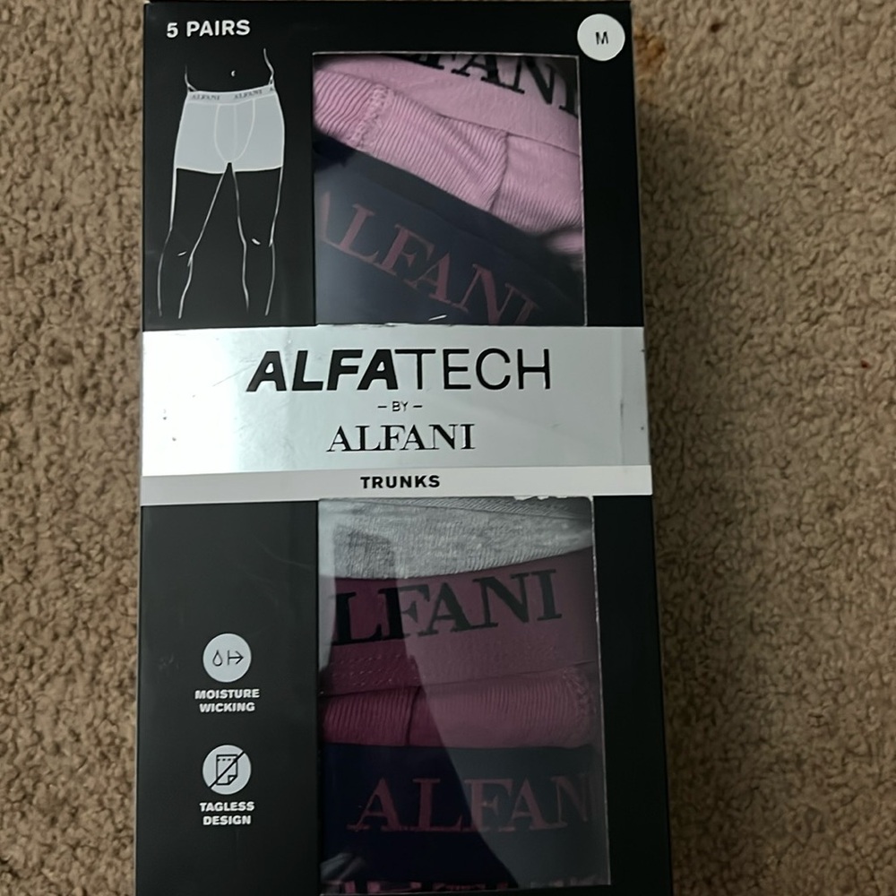 NIB men’s 5pk Alfani trunks underwear